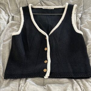 Black and White Buttoned Sweater Vest